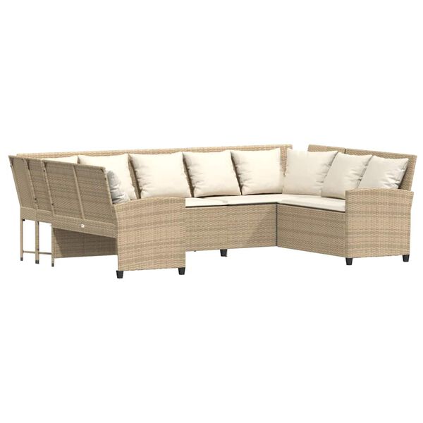 vidaXL Gartensofa mit Kissen Beige Poly Rattan