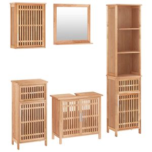 vidaXL 5-tlg. Badm&ouml;bel-Set Massivholz Nussbaum