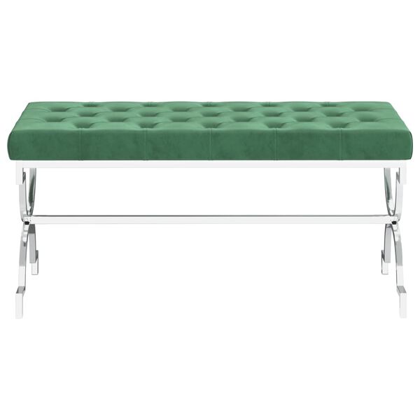 vidaXL Bank 99 cm Dunkelgr&uuml;n Samt und Edelstahl