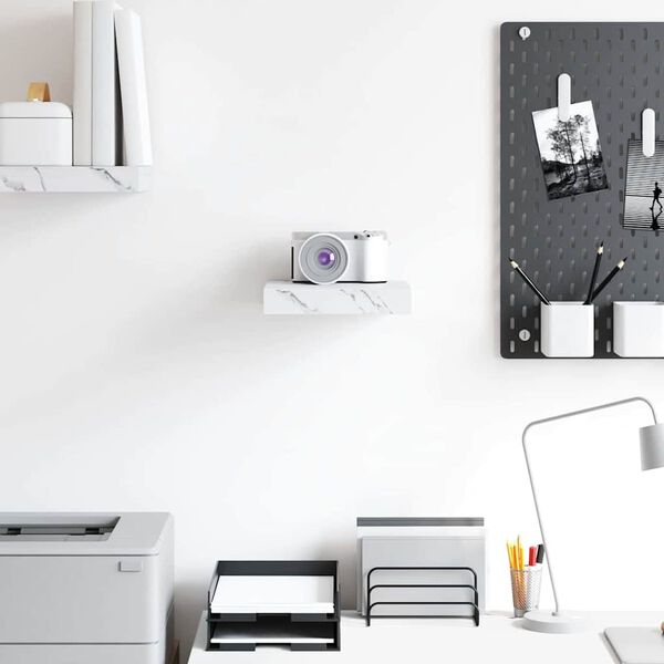 vidaXL Wandregal Wei&szlig; Marmor 23 x 23,5 x 4 cm Holzwerkstoff