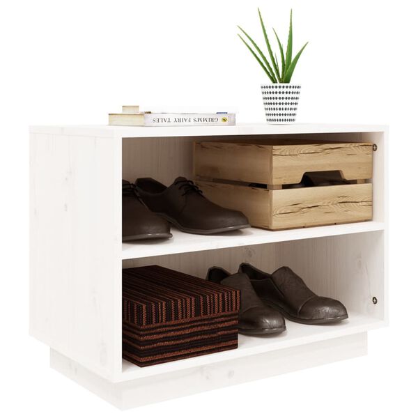 vidaXL Schuhschrank Weiß 60x34x45 cm Massivholz Kiefer