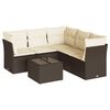 vidaXL 6-tlg. Garten-Sofagarnitur mit Kissen Braun Poly Rattan
