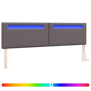 vidaXL LED Kopfteil Grau 200 cm Kunstleder