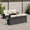 vidaXL 7-tlg. Garten-Sofagarnitur mit Kissen Schwarz Poly Rattan