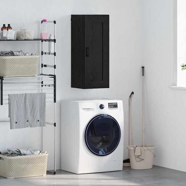 vidaXL Wandschrank Schwarz Eichen-Optik 34,5 x 34 x 90 cm