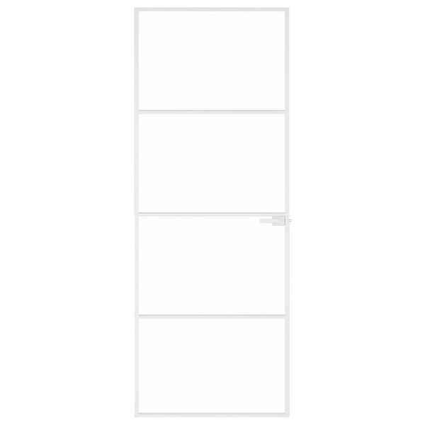 vidaXL Innent&uuml;r Wei&szlig; 76x201,5 cm Hartglas & Aluminium Schlank