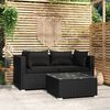 vidaXL 3-tlg. Garten-Lounge-Set mit Kissen Schwarz Poly Rattan