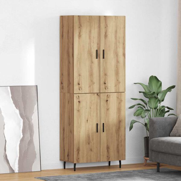 vidaXL Highboard 2 pcs Artisan-Eiche Engineered Wood und Glas