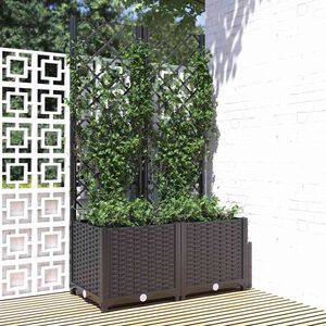 vidaXL Garten-Pflanzgef&auml;&szlig; mit Spalier Schwarz 80 x 40 x 136 cm PP