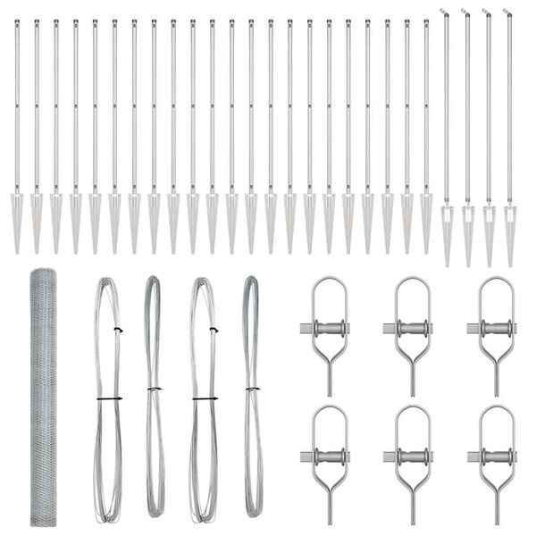 vidaXL Zaunpfosten Silber 50 x 1,6 m (25 mm Maschenweite) Stahl