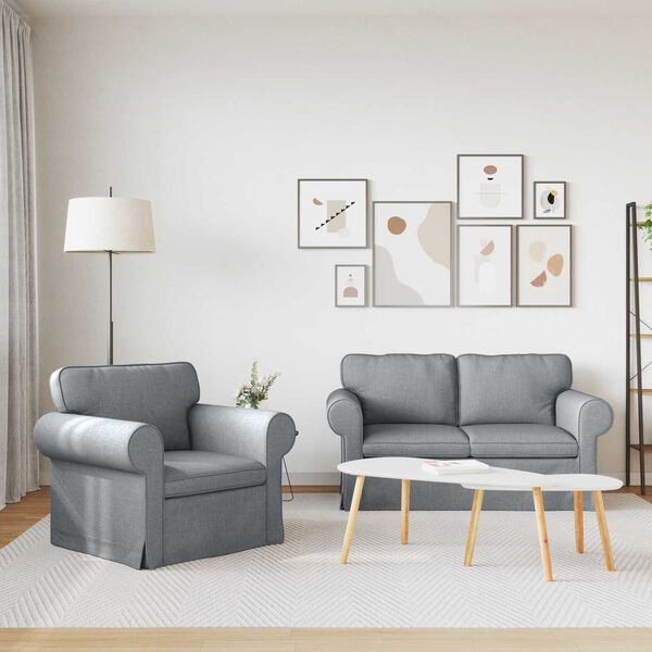 vidaXL Sofa 2 pcs Hellgrau 155 x 82 x 80 cm Stoff