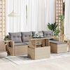 vidaXL 6-tlg. Garten-Sofagarnitur mit Kissen Beige Poly Rattan