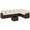 vidaXL 8-tlg. Garten-Sofagarnitur mit Kissen Braun Poly Rattan