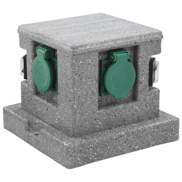 vidaXL Gartensteckdose mit Dämmerungssensor Kunststoff