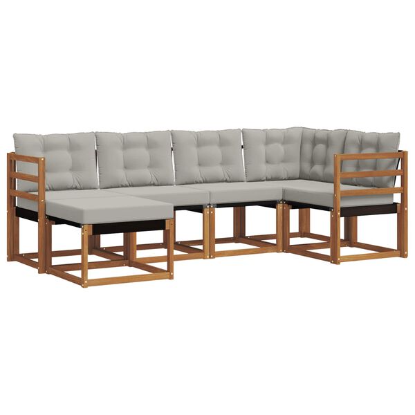 vidaXL Outdoor-Sofagarnitur mit Kissen 6 pcs Nat&uuml;rlich und Hellgrau
