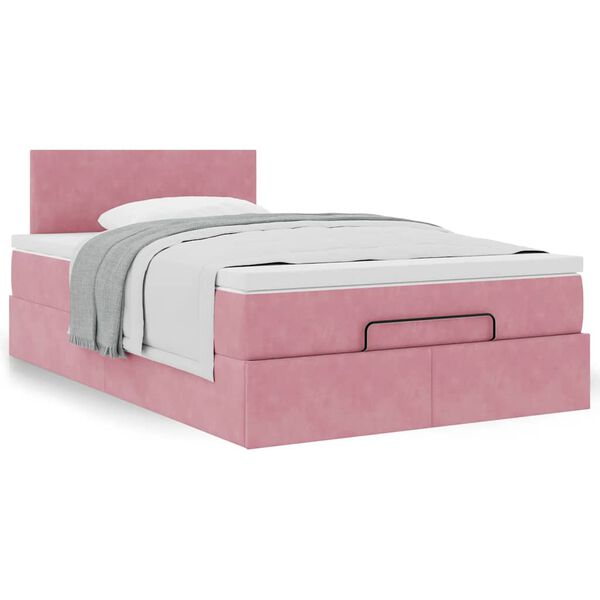 vidaXL Ottoman-Bett mit Matratze Rosa 120x200 cm Samt