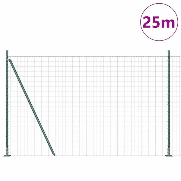 vidaXL Zaun mit Pfosten Grün 1,2 x 25 m Stahl