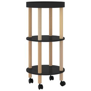 vidaXL Servierwagen 3 Etagen Schwarz 38x38x82 cm Holzwerkstoff & Holz