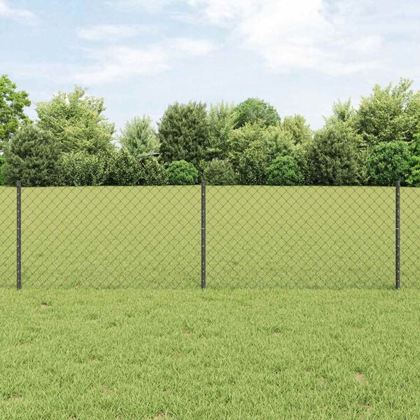 vidaXL Zaun mit Pfosten Grau 0,6 x 25 m Stahl und PVC