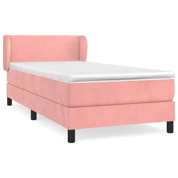 vidaXL Boxspringbett mit Matratze Rosa 80x200 cm Samt