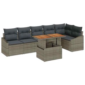 vidaXL Garten-Sofa-Set mit Speicher 7 pcs Grau Poly Rattan