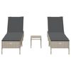 vidaXL 3-tlg. Sonnenliegen-Set mit Auflage Hellgrau Poly Rattan