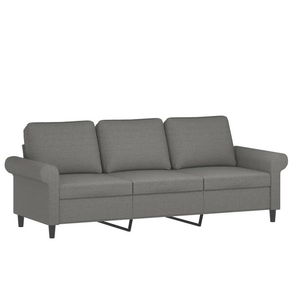 vidaXL 3-Sitzer-Sofa mit Kissen Dunkelgrau 180 cm Stoff