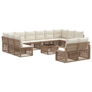 vidaXL Gartensofa-set 13 pcs Beige Poly-Rattan