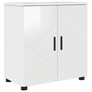 vidaXL Badezimmerschrank mit Speicher Hochglanz Wei&szlig; 61 x 35 x 64 cm