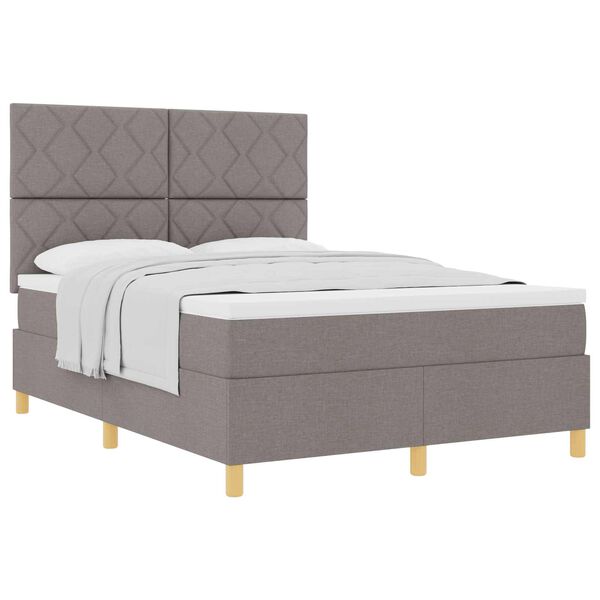 vidaXL Boxspringbett mit Matratze Taupe 160 x 200 cm Stoff