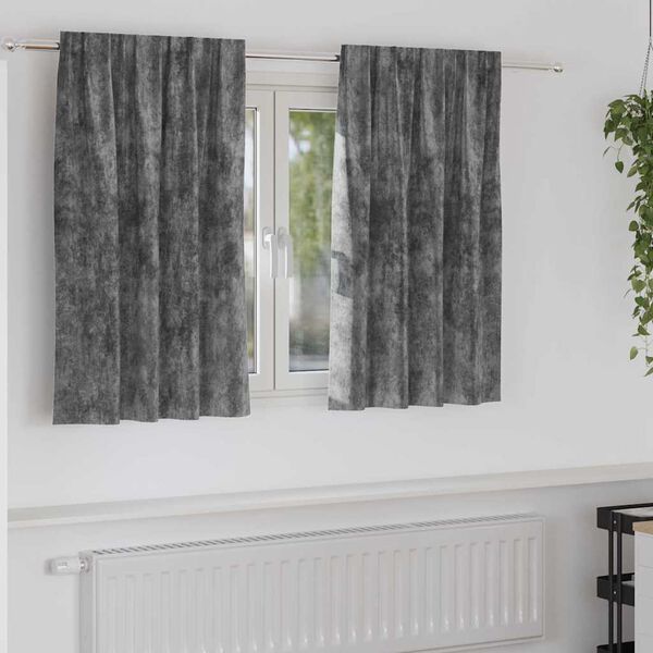 vidaXL Samtvorh&auml;nge mit Vorh&auml;ngen 2 pcs Grau 140 x 140 cm Samt