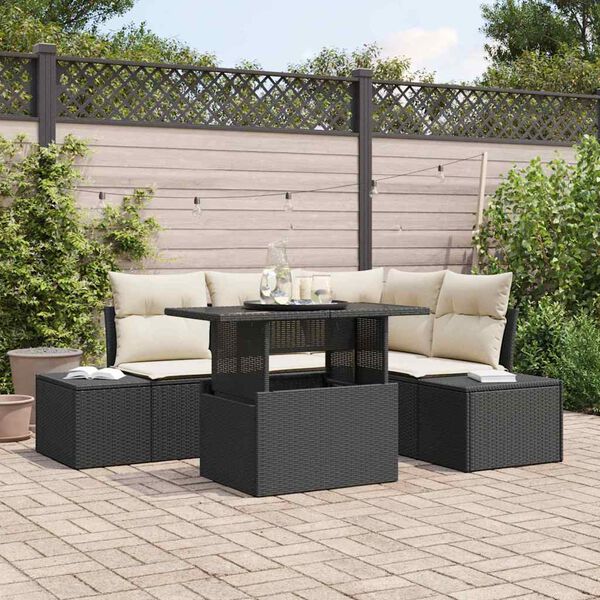 vidaXL Gartensofa-set mit Kissen 5 pcs Schwarz Poly-Rattan