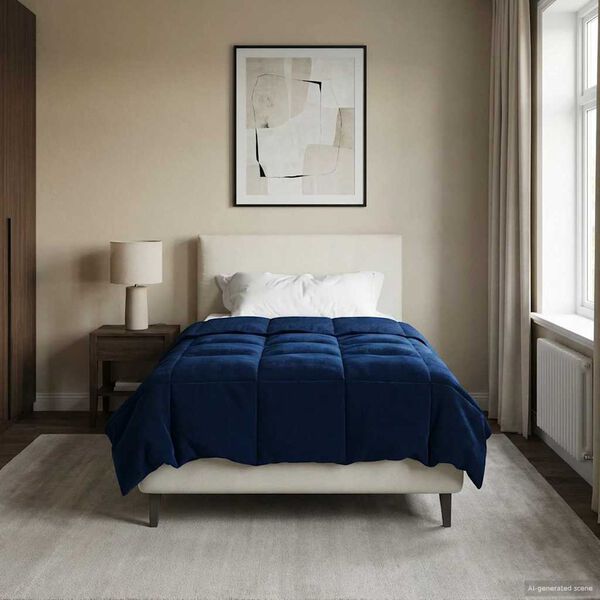 vidaXL Ganzjahresbettdecke Dunkelblau 155 x 220 cm Mikrofaser