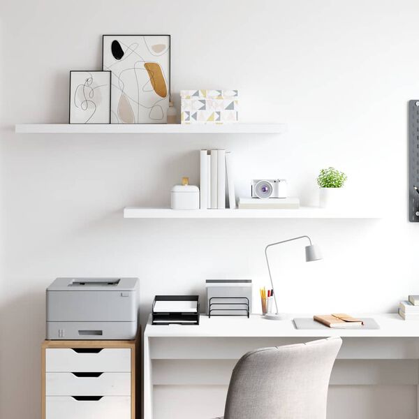 vidaXL Schweberegale 2 Stk. Wei&szlig; 120x23,5x3,8 cm MDF