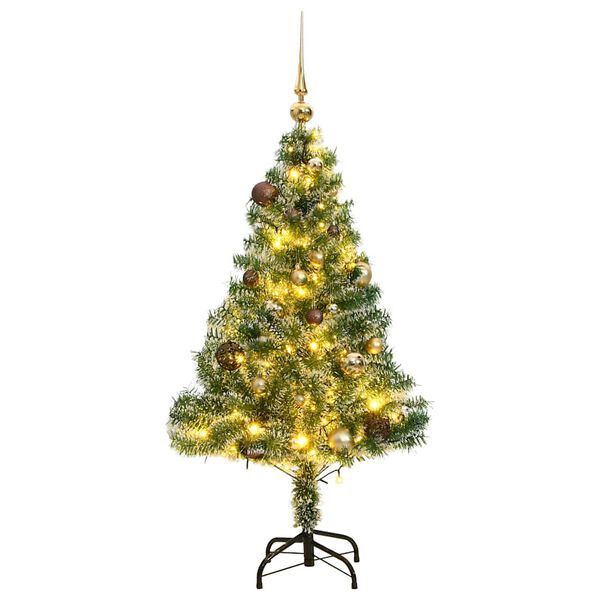 vidaXL K&uuml;nstlicher Weihnachtsbaum mit Schnee & Kugeln 150 LEDs 120 cm