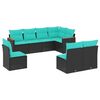 vidaXL 8-teiliges Gartensofa-Set mit Kissen, schwarzes Polyrattan