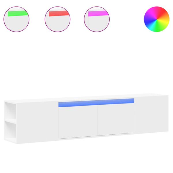 vidaXL TV-Wandschrank mit LED-Beleuchtung Wei&szlig; 180x31x39,5 cm