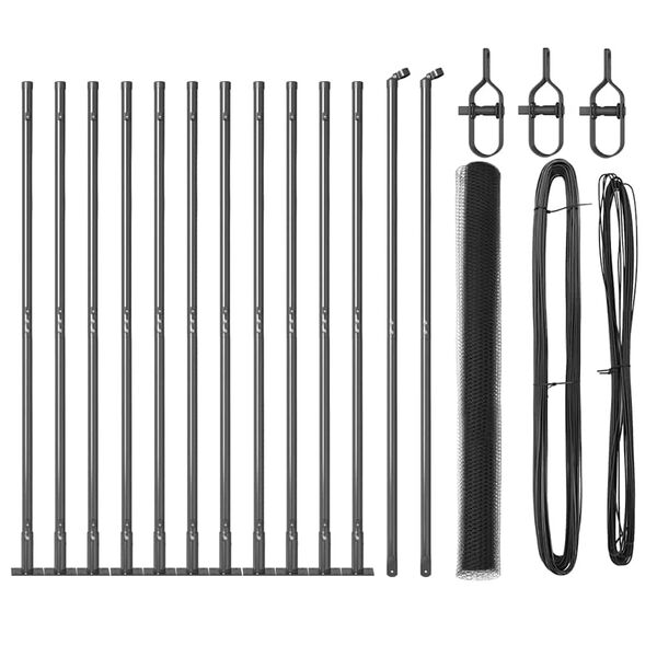 vidaXL Zaunpfosten Grau 25 x 1,6 m (25 mm Netz) Stahl und PVC