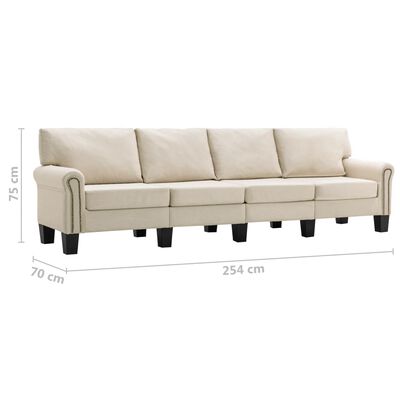 vidaXL 4-Sitzer-Sofa Creme Stoff