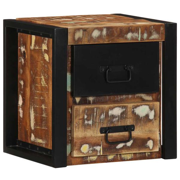 vidaXL Nachttische 2 Stk. Mehrfarbig 40x35x40 cm Altholz Massivholz