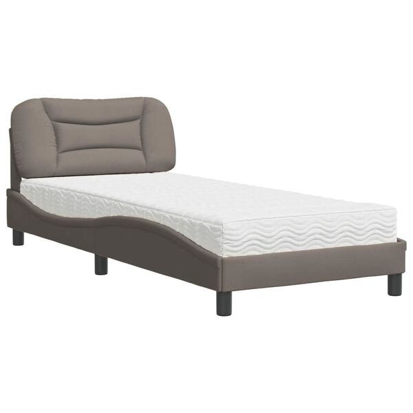 vidaXL Bett mit Matratze "Hvar" Taupe 90x190 cm Stoff