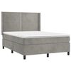 vidaXL Boxspringbett mit Matratze & LED Hellgrau 140x200 cm Samt