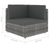 vidaXL 10-tlg. Garten-Lounge-Set mit Kissen Grau Poly Rattan