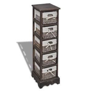 vidaXL Korbregal Holz mit 5 K&ouml;rben Braun