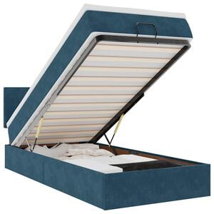 vidaXL Ottoman-Bett mit Matratze Dunkelblau 90x190 cm Samt