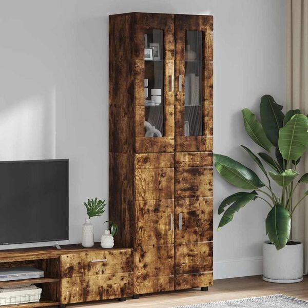vidaXL Highboard Ger&auml;ucherte Eiche 60 x 35 x 182 cm Holzwerkstoff