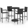 vidaXL 5-tlg. Gartenbar-Set Poly Rattan Schwarz
