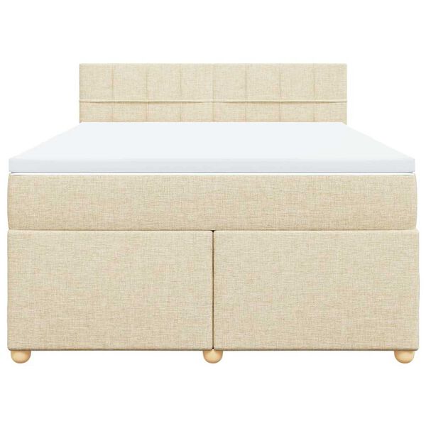 vidaXL Boxspringbett mit Matratze Creme 140x190 cm Stoff
