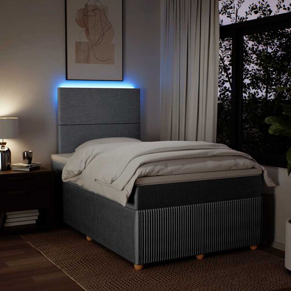 vidaXL Boxspringbett mit Matratze Hellgrau 120x200 cm Stoff