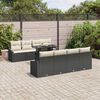 vidaXL Garten-Sofa-Set mit Kissen 9 pcs Schwarz Poly-Rattan